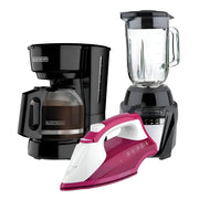 Combo Plancha de Vapor + Coffee Maker 12 Tazas + Licuadora Ice Crush, CBBD1746
