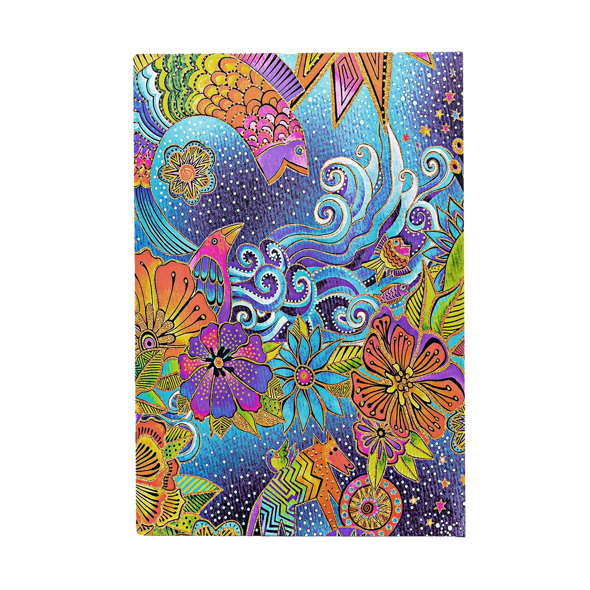 Paperblanks Libreta Magia Celeste (Midi, Tapa Dura con Solapa Magnética, Rayado) contraportada y diseño posterior