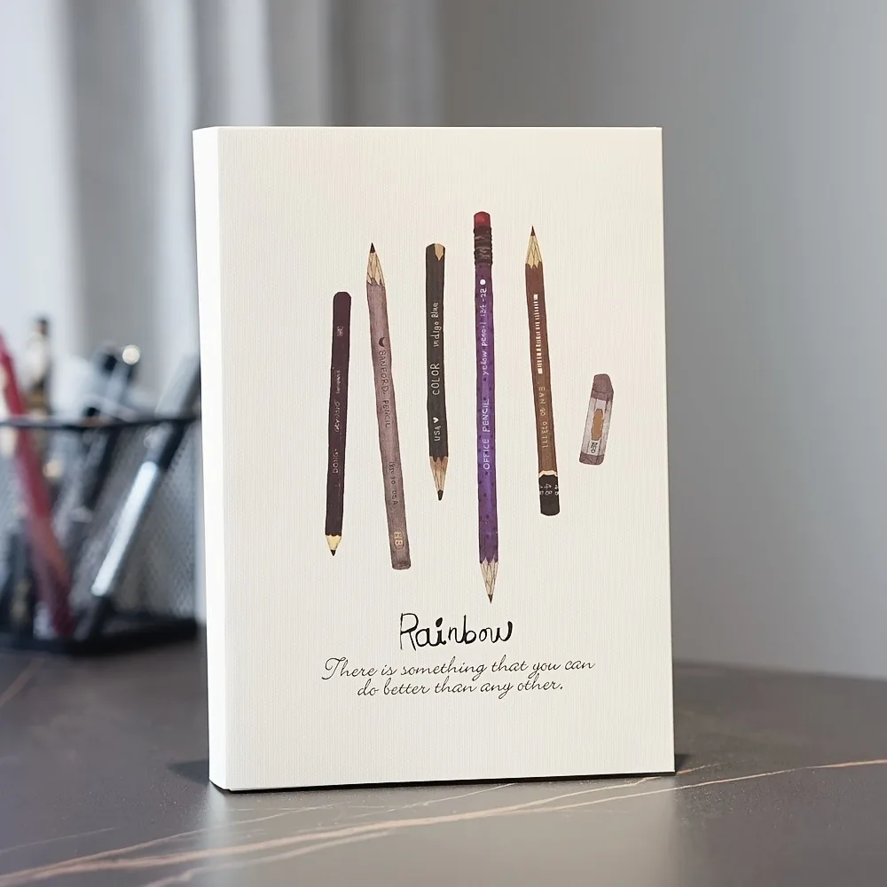 Cuaderno de bocetos A5 con cubierta blanca ilustrada con lápices