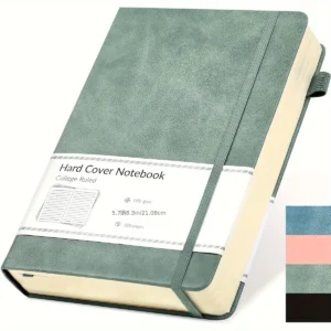 Cuaderno diario A5 verde de tapa dura y 320 páginas rayadas