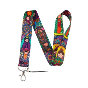 Cordón multicolor con la Virgen de Guadalupe en estilo de arte popular